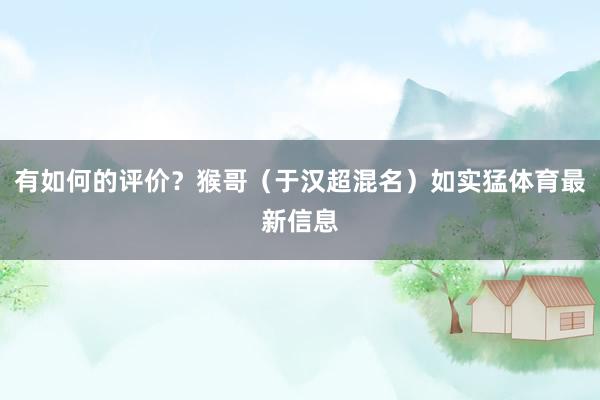 有如何的评价？猴哥（于汉超混名）如实猛体育最新信息