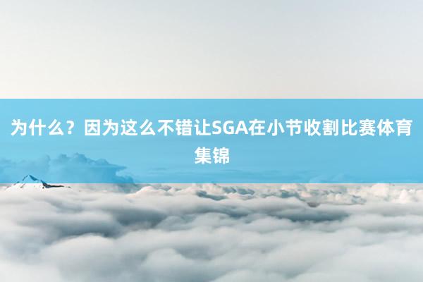为什么？因为这么不错让SGA在小节收割比赛体育集锦